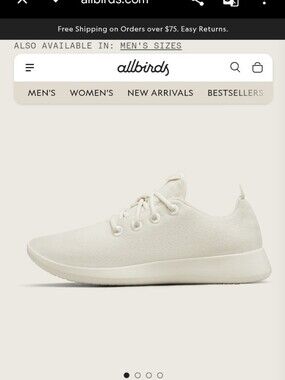 allbirds Women's Natural White Wool Runner Sneaker Sz 8 Very Lightly Used